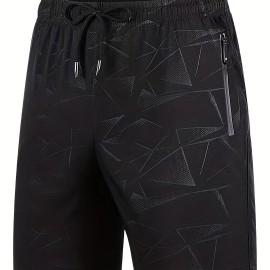 Men's Breathable Shorts With Pockets, Summer Rapid Dry Drawstring Sports Shorts For Running, Fitness, Training