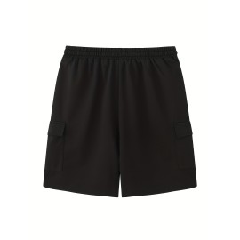 Classic Design Cargo Shorts, Men's Casual Multi Pocket Solid Color Waist Drawstring Cargo Shorts For Summer Outdoor