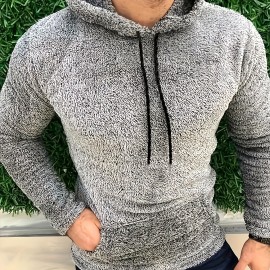 Cool Warm Fluffy Hoodies For Men, Men's Casual Snuddie Pullover Hooded Sweatshirt With Kangaroo Pocket Streetwear For Winter Fall, As Gifts